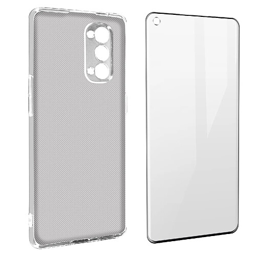 Avizar Coque Oppo Reno 4 Pro Souple et Film Verre Trempé 9H noir