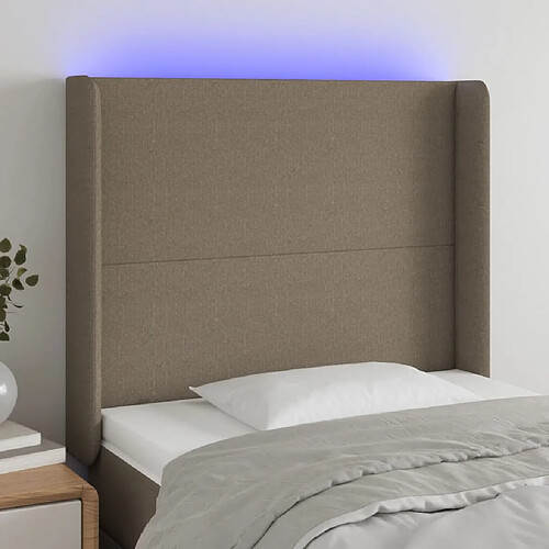 vidaXL Tête de lit à LED Taupe 93x16x118/128 cm Tissu