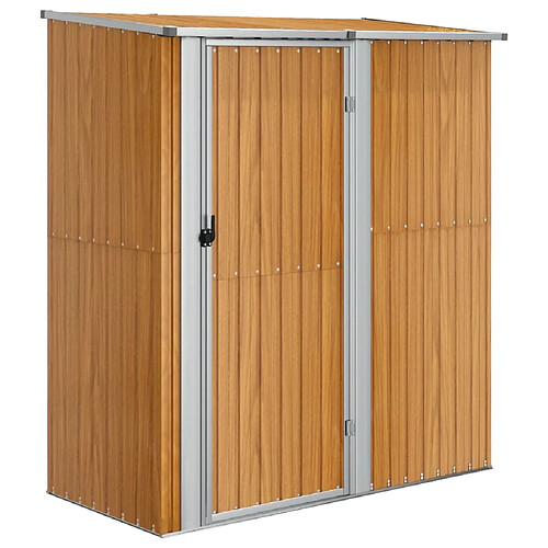 Helloshop26 Abri de jardin cabane cabanon maison de stockage remise extérieur hangar outils robuste 180,5 x 97 x 209,5 cm acier galvanisé aspect bois marron 02_0022160