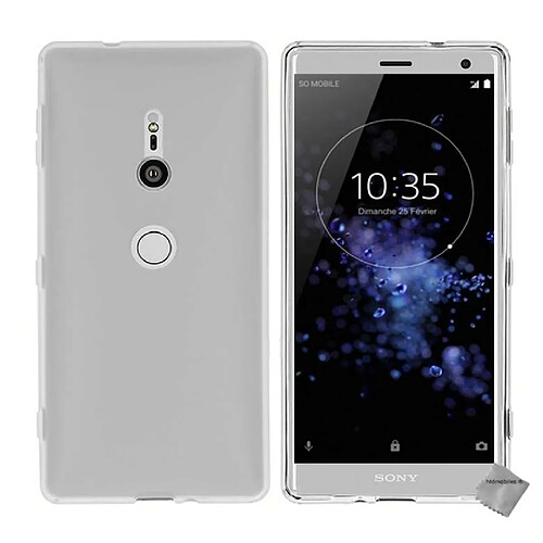 Htdmobiles Coque silicone gel fine pour Sony Xperia XZ2 + verre trempe - BLANC TRANSPARENT