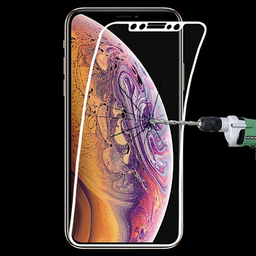 Wewoo Film de verre trempé fibre plein écran de 0,1 mm 9H pour iPhone XS Max (Blanc)