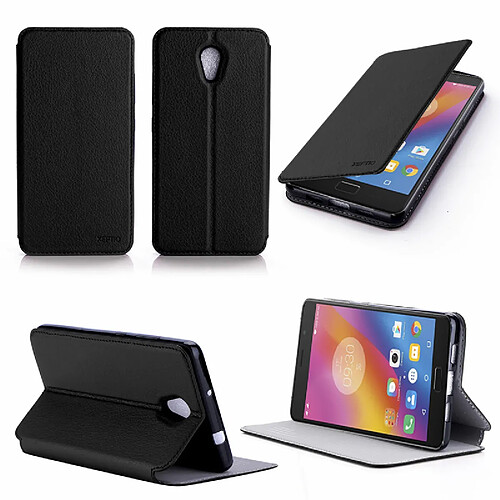 Xeptio Etui Lenovo P2 noir Cuir PU avec stand - Housse coque de protection