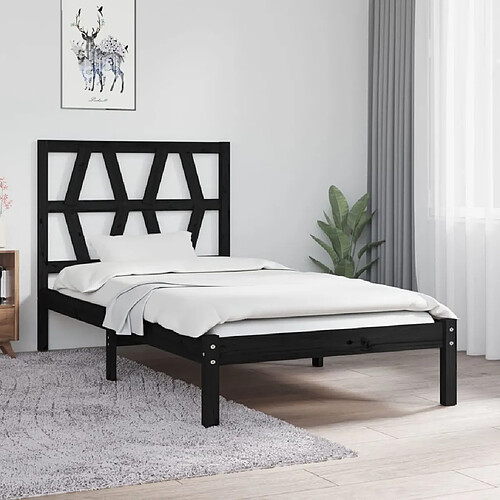 vidaXL Cadre de lit sans matelas noir bois massif