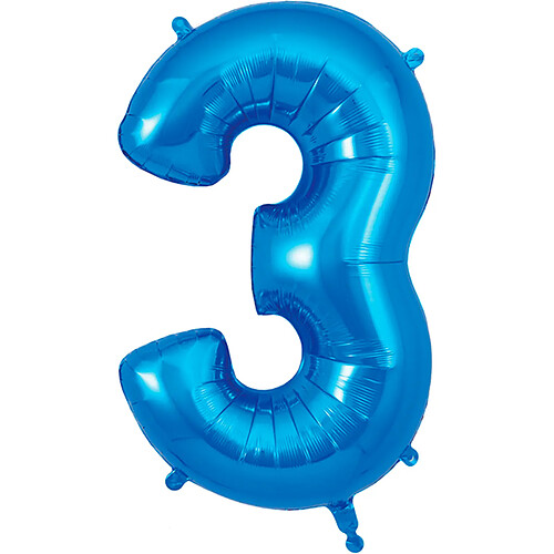 Ballon numéro 3 bleu 86 cm