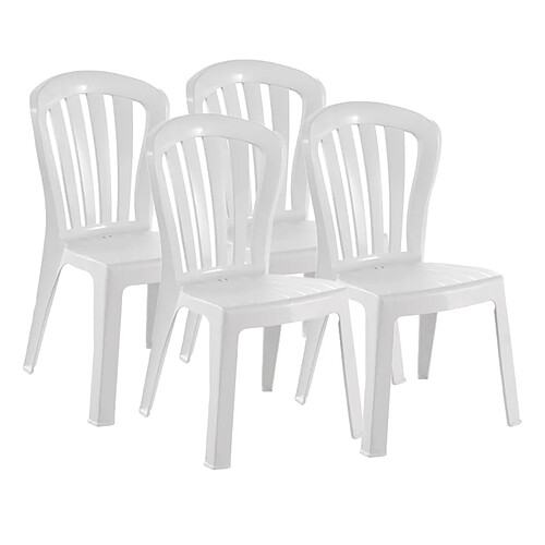 Pegane Lot de 4 chaises de jardin empilables en résine coloris blanc - Longueur 52 x Profondeur 52 x Hauteur 88 cm