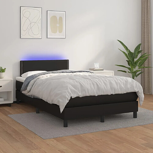 vidaXL Sommier à lattes de lit avec matelas et LED Noir 120x200 cm