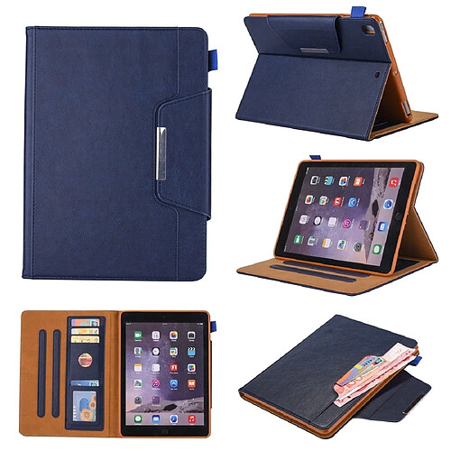 Wewoo Housse Étui Coque Pour iPad 10,2 pouces Business Style Horizontal Flip Leather Case avec titulaire et fente carte et cadre photo et portefeuille Bleu