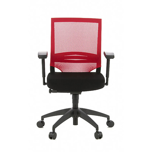 Hjh Office Siège de bureau / Fauteuil de direction PORTO BASE, assise tissu / dossier maille noir / rouge