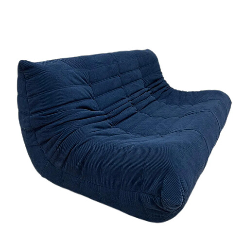 SoftEva style Togo bleu foncé canapé trois places sans assemblage, mousse double confort, soutien ergonomique du corps entier