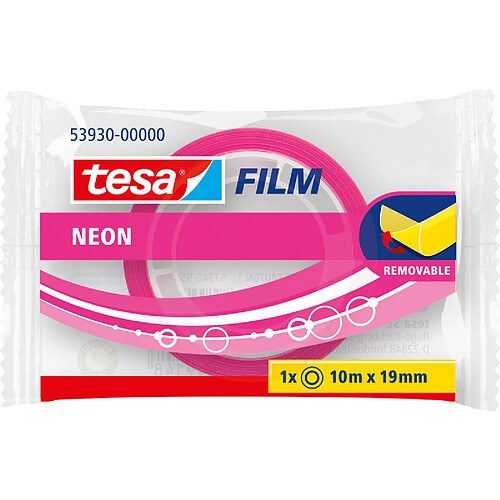 tesa film Note adhésive fluo, 19 mm x 10 m, jaune/rose ()