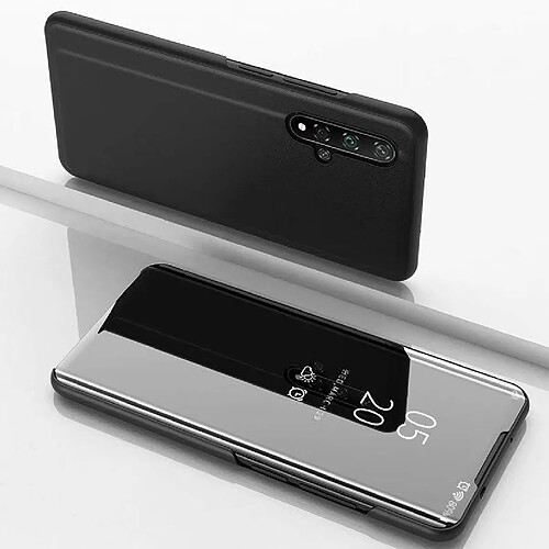 Wewoo Housse Coque Étui en cuir à rabat horizontal pour miroir de galvanoplastie Huawei Honor 20 avec support noir