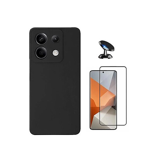 NIS Kit de Film de Verre à Couverture Complète 5D + Couverture en Silicone + Support Redmi Note 13 Pro 4G Noir