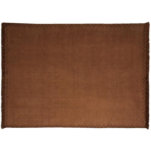 Aubry Gaspard Tapis en coton à franges terracota.