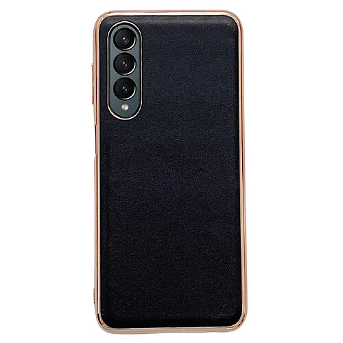 Coque en TPU + cuir véritable électroplaqué pour Samsung Galaxy Z Fold4 5G - noir