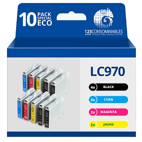 123CONSOMMABLEs - LC970 - Cartouche d'encre Compatible pour Brother LC-970 LC-1000 XL pour Brother DCP-130C DCP-135C DCP-150C DCP-330C DCP-350C DCP-357C MFC-235C MFC-240C MFC-260C MFC-465CN MFC-5460CN DCP-750CW