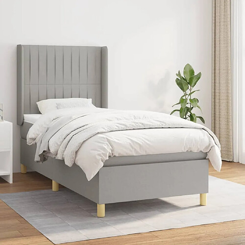 vidaXL Sommier à lattes de lit avec matelas Gris clair 100x200cm Tissu