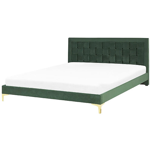 Beliani Lit double en velours vert 180 x 200 cm LIMOUX