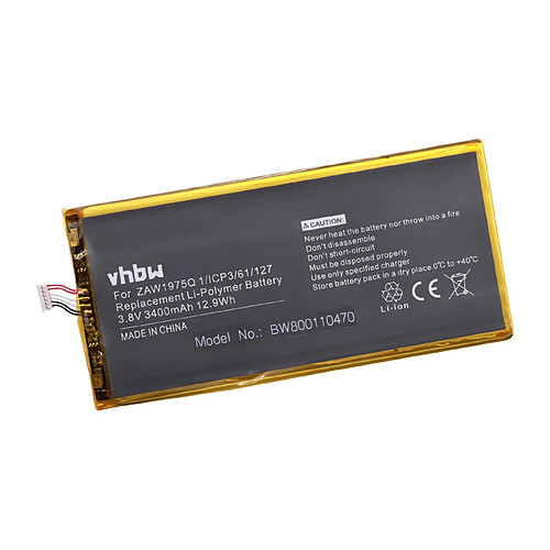 vhbw Li-Polymer Batterie 3400mAh (3.8V) pour Netbook Pad Tablette Acer Iconia A1-713, A1-713HD, Tab 7 comme ZAW1975Q, Aprilia.