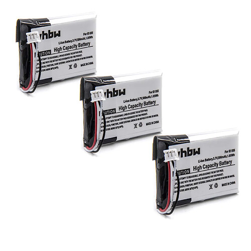 vhbw 3x batteries 500mAh (3.7V) pour téle´phone fixe sans fil Philips MC-163-500 comme 5-2762, 5-2770, SL-422943.