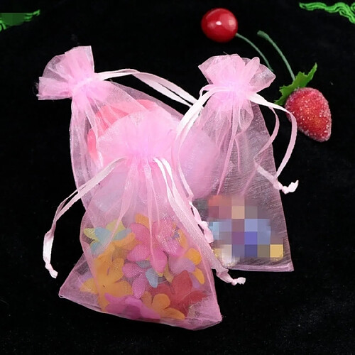 Wewoo Décorations de Fête 100 PCS Organza Gift Bags Emballage Bijoux Sac De Mariage Décoration De NoceTaille 7x9cm D9 Rose