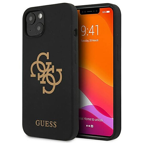 Guess Maroquinerie guess guhcp13sls4ggbk iphone 13 mini 5,4" etui rigide noir / noir logo 4g en silicone