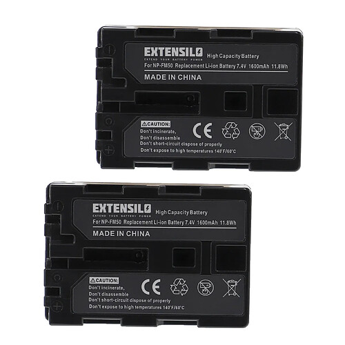 Vhbw EXTENSILO 2x Batteries compatible avec Sony DCR-TRV350, DCR-TRV38, DCR-TRV39, DCR-TRV480 appareil photo, reflex numérique (1600mAh, 7,4V, Li-ion)