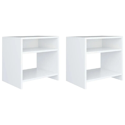 Maison Chic Lot de 2 Tables de chevet,Table de nuit,Table d'appoint pour salon Blanc 40x30x40 cm Bois d'ingénierie -MN89196