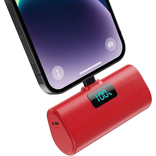 SANAG Mini Batterie Externe Pour Iphone 5200Mah Power Bank Ultra-Compact Et Léger 20W Pd Charge Rapide Chargeur Externe Avec Écran Lcd, Petit Batterie Portable Compatible Avec Ipohone 14/13/11/X/8/Se -Rouge