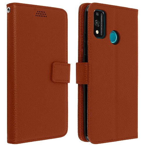 Avizar Housse Honor 9X Lite Étui Folio Porte-carte Fonction Support Vidéo marron