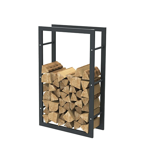 Bcelec HHWPF0018 Rangement à bois en acier noir 100*60*25CM, rack pour bois de chauffage, range-bûches