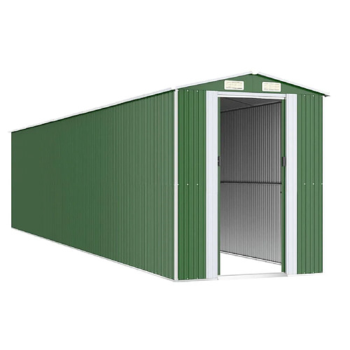 Helloshop26 Abri de jardin cabane cabanon maison de stockage remise extérieur hangar outils robuste 192 x 938 x 223 cm acier galvanisé vert 02_0022370