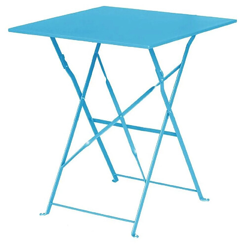 Table de Terrasse Bleu Turquoise en Acier Carrée 600 mm - Bolero