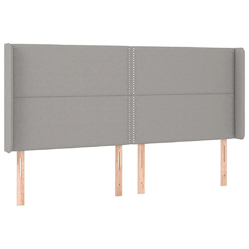 Maison Chic Tête de lit moderne avec oreilles pour chambre - Décoration de lit Gris clair 163x16x118/128 cm Tissu -MN64352