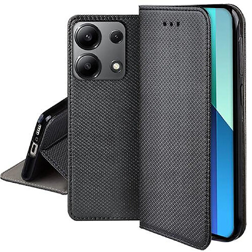 Htdmobiles Housse etui portefeuille avec coque interieure en silicone pour Xiaomi Redmi Note 13 5G + verre trempe - NOIR MAGNET