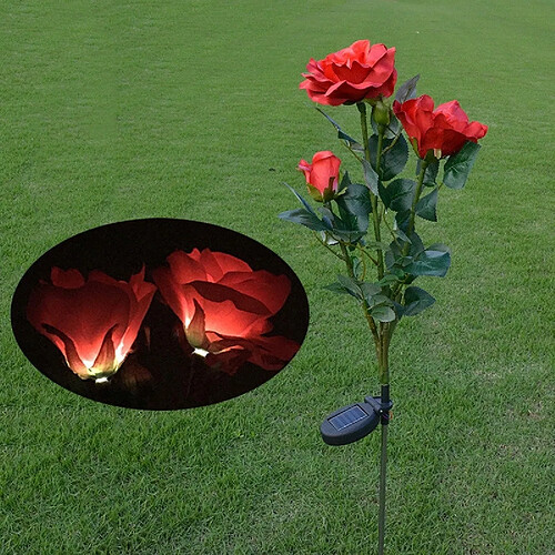 Wewoo Solaire LED artificielle rose lanterne décoration de jardin lampe de pelouse rouge