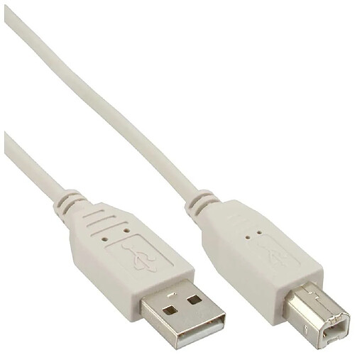 Câble USB 2.0, InLine®, A à B, beige 7,0m