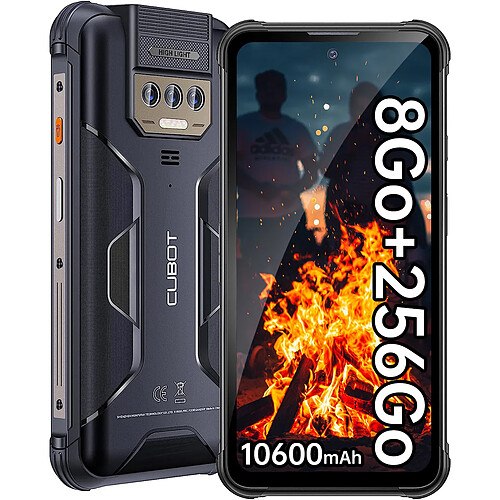 CUBOT Kingkong Power Telephone Portable Noir-10600mAh(33W), 16Go + 256Go/1To, Smartphone Android 13, Lampe Poche, 6.5" FHD+, 48MP+20MP Nocturne Vision, IP68/IP69K Téléphone Etanche