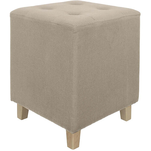 The Home Deco Factory Pouf carré en lin Hippolyte beige.