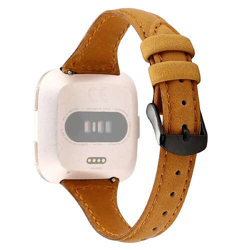 Wewoo Bracelet pour montre connectée Fitbit Versa razy Cheval Texture En Cuir Véritable Marron Clair