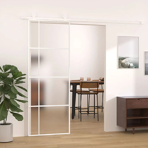 vidaXL Porte coulissante Verre ESG dépoli et aluminium 76x205 cm Blanc