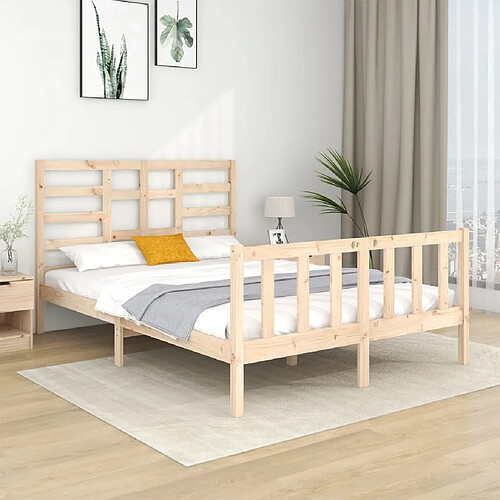 vidaXL Cadre de lit sans matelas bois massif 135x190 cm