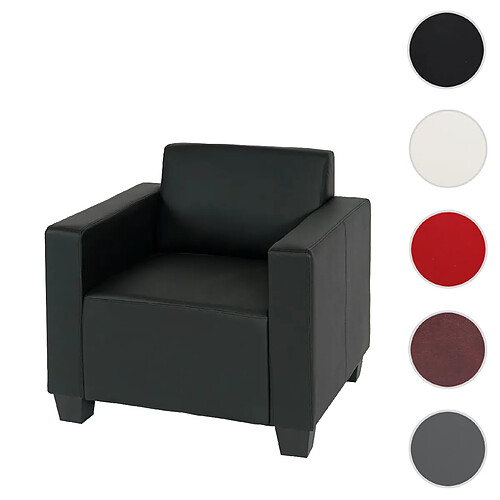 Mendler Fauteuil salon /club / lounge Lyon, simili-cuir ~ noir