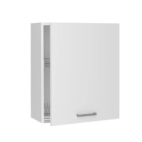 Pegane Meuble haut de cuisine coloris blanc avec 1 porte - longueur 60 x profondeur 28 x hauteur 72 cm