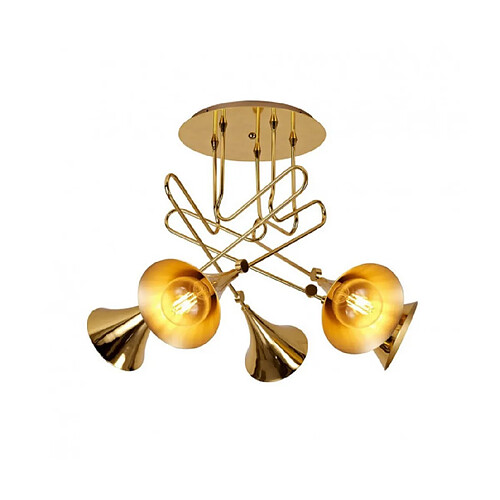 Luminaire Center Suspension Jazz Or poli 5 ampoules 60cm