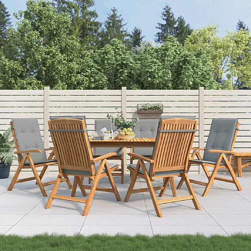 Maison Chic lot de 6 Chaises Relax de jardin inclinables et coussins bois teck -GKD47135