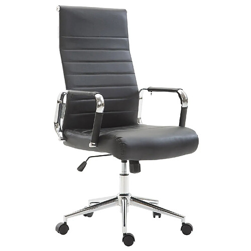 Decoshop26 Fauteuil de bureau en synthétique noir avec assise rembourrée pivotant BUR10239