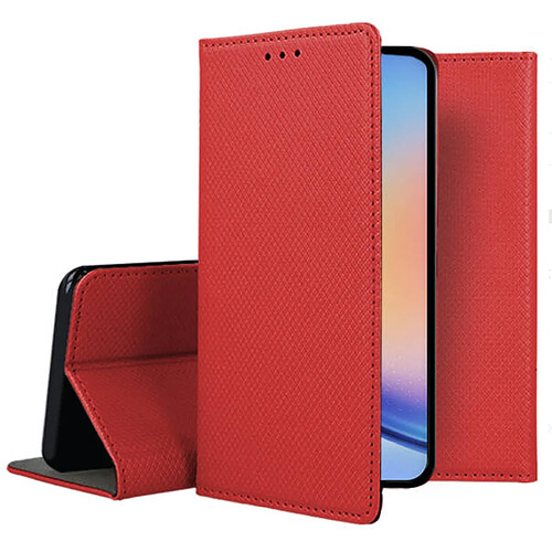 Htdmobiles Housse pour Samsung Galaxy A35 5G - etui coque pochette portefeuille + film ecran - ROUGE MAGNET