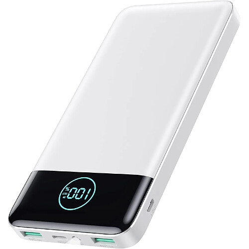 SANAG Batterie Externe 13800Mah, [Ultra Mince Mais Puissant] Power Bank Usb C 3A In & Out Chargeur Portable Avec Affichage Led Et Lampe De Poche Batterie Portable Pour Iphone Samsung Huawei - Blanc