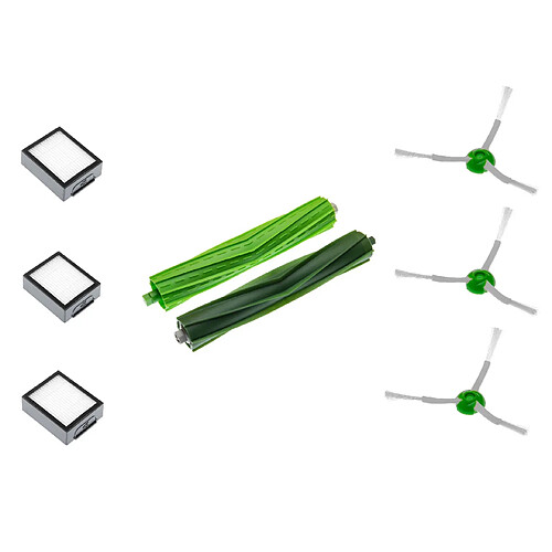 vhbw Kit compatible compatible avec iRobot Roomba E5, E6, E7, i7, i7+, i7 Plus Robot Aspirateur - Brosses rondes, Filtre HEPA, Brosses latérales