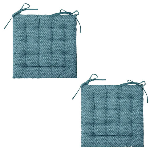 Atmosphera, Createur D'Interieur Lot de 2 Galettes de chaise Otto - 38 x 38 cm. - Bleu